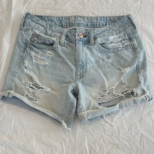 American Eagle Outfitters Light Blue Ripped Jean Shorts